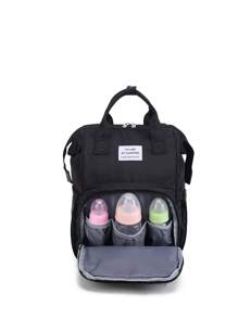 Bolsa portátil para botellas de gran capacidad, decorada con nailon de Color sólido, con cremallera, adecuada para el uso diario de mamá, 1 pieza - Negro - Ver 3