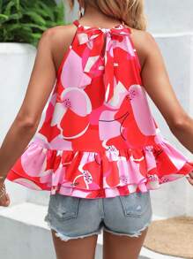 SHEIN VCAY Áo sơ mi nữ Viên lá sen Buộc lại Đồ họa Boho - Nhiều màu - Xem 3