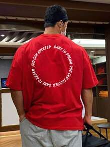 Manfinity Sport PWRUP Men Letter Graphic Sports Tee Workout Tops Gym Top Christmas Breathable