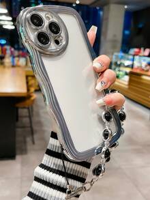 Plating Clear Phone Case With Lanyard - Silver - View 2