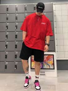 Manfinity Sport PWRUP Men Letter Graphic Sports Tee Workout Tops Gym Top Christmas Breathable