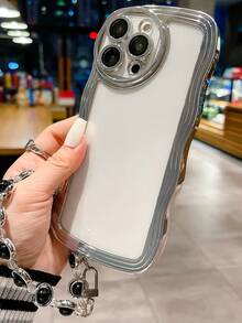 Plating Clear Phone Case With Lanyard - Silver - View 4