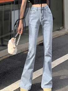 Jeans de pierna amplia con lavado - Lavado ligero - Ver 1