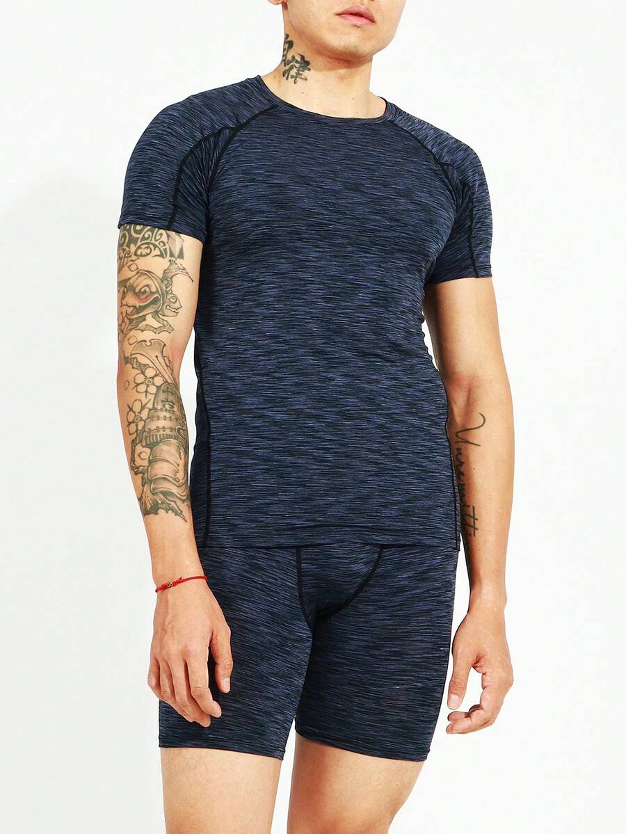 Conjunto Deportivo Para Hombres Con Mangas Raglán Degradado, Traje Deportivo, Chándal - Multicolor - Ver 1