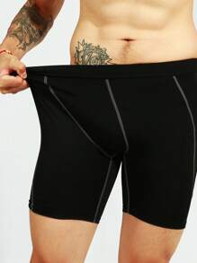 Hombres Mallas deportivas con puntada bolsillo de celular - Negro - Ver 4