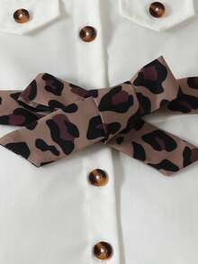 SHEIN 嬰兒翻蓋細節前紐扣襯衫連衣裙&帽 - 白色 - 查看 5