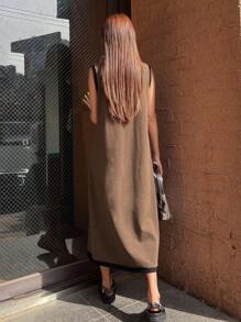 DAZY Tương phản ràng buộc Váy ba lỗ - màu nâu - Xem 2