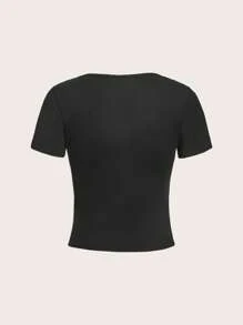 ROMWE Grunge Punk Áo thun nữ Đồ họa Giải trí - màu đen - Xem 2