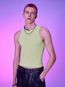 Manfinity AFTRDRK Áo thun & Áo lót Nam màu trơn Giải trí - Màu xanh Bạc hà - Xem 5