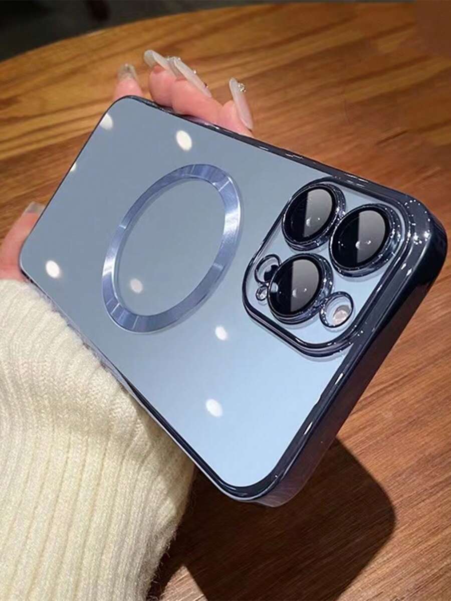 Ốp Điện Thoại Từ Tính Mạ Điện Tương Thích Với iPhone15/15Plus/15Pro/15Promax - Xanh đậm - Xem 1