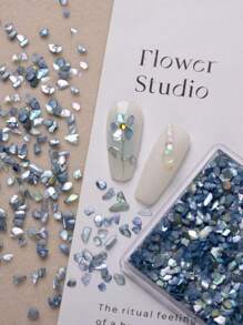 1 Hộp vỏ sò trang trí móng tay nghệ thuật DIY Mặt dây chuyền đá quý làm móng Đồ dùng làm móng - Màu xanh hải quân - Xem 1