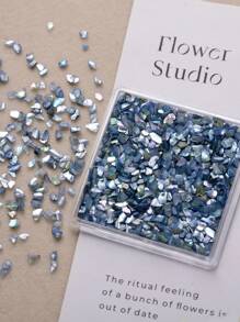 1 Hộp vỏ sò trang trí móng tay nghệ thuật DIY Mặt dây chuyền đá quý làm móng Đồ dùng làm móng - Màu xanh hải quân - Xem 2