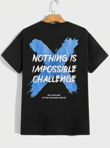 Manfinity RebelGame 男士標語圖案T恤 - 黑色 - 查看 1