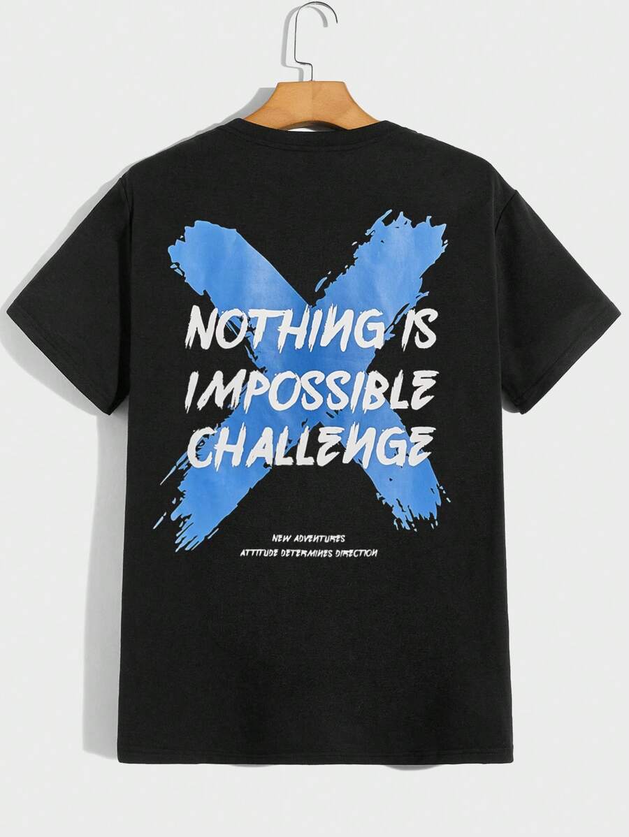 Manfinity RebelGame 男士標語圖案T恤 - 黑色 - 查看 1