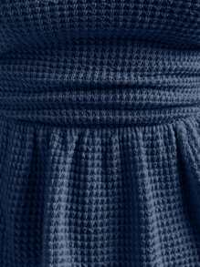 Chiquease Áo nữ Viên lá sen màu trơn Giải trí - Màu xanh hải quân - Xem 8