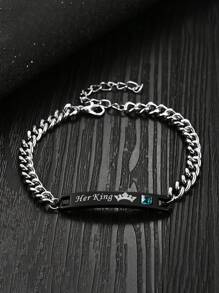 1 Đồng hồ đeo tay thạch anh hình tròn cho nam & 1 Vòng đeo tay - màu đen - Xem 7