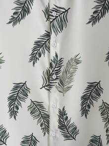 Manfinity RSRT 男士熱帶圖案襯衫&腰部抽繩短褲不帶T恤 - 白色 - 查看 4