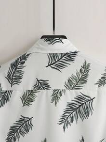 Manfinity RSRT 男士熱帶圖案襯衫&腰部抽繩短褲不帶T恤 - 白色 - 查看 5