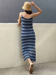 DAZY Đầm maxi in họa tiết kẻ sọc - Nhiều màu - Xem 2