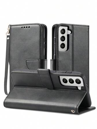 Wallet Design PU Phone Case With Lanyard