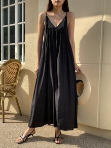 DAZY Đầm Lộ Lưng màu trơn Gợi cảm - màu đen - Xem 5