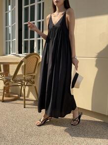 DAZY Đầm Lộ Lưng màu trơn Gợi cảm - màu đen - Xem 7