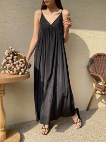 DAZY Đầm Lộ Lưng màu trơn Gợi cảm - màu đen - Xem 8