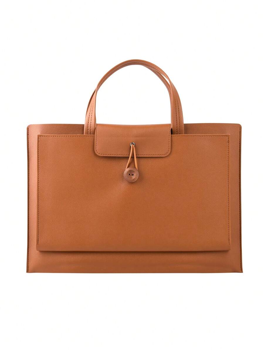 14英寸PU皮革電腦包 - 棕色 - 查看 1