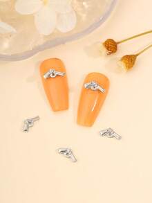 10入組美甲裝飾貼紙美甲貼紙美甲寶石DIY美甲用品 - 銀色 - 查看 6