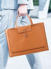 14英寸PU皮革電腦包 - 棕色 - 查看 8