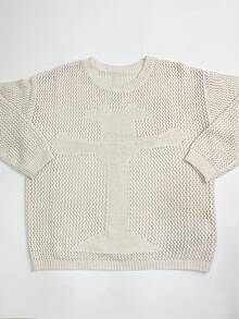 Solid Drop Shoulder Sweater - White - View 5