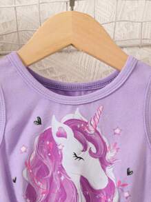 SHEIN Đầm bé gái Hoạt hình Cà vạt nhuộm Giải trí - Màu tím - Xem 5