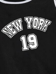 Manfinity Campus Court Aesthetic Post--Men Letter Graphic Contrast Binding Tank Top - Black - View 3