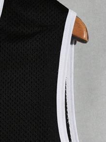 Manfinity Campus Court Aesthetic Post--Men Letter Graphic Contrast Binding Tank Top - Black - View 4