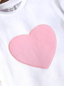 SHEIN Cô Gái Trẻ In Trái tim Áo thun & Chân Váy xếp ly & Mũ - Nhiều màu - Xem 5