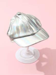 1pc PU Solid Color Pet Hat For Pet Decoration - Silver - View 1