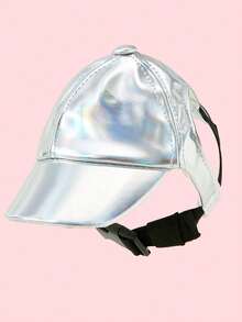 1pc PU Solid Color Pet Hat For Pet Decoration - Silver - View 2