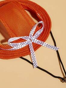 1入橘色圓形透氣網紋波點可愛寵物帽子,貓狗太陽帽 - 橘色 - 查看 5