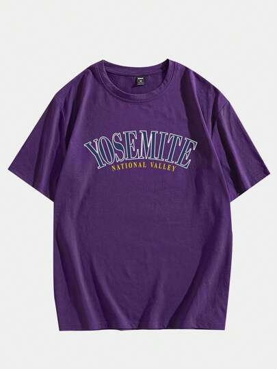 Prep تي شيرت رجالي من القطن بنقوش الحروف