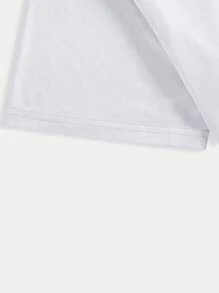 ROMWE MEN Prep 男士棉球和字母圖案T恤 - 白色 - 查看 3