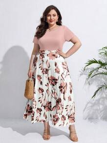 SHEIN Frenchy Plus Floral Print Summer Boho Dress,Beach Dress Sundress,Holiday Outfits - Multicolor - View 1