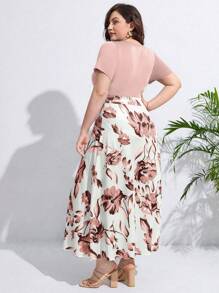 SHEIN Frenchy Plus Floral Print Summer Boho Dress,Beach Dress Sundress,Holiday Outfits - Multicolor - View 2