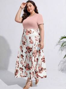 SHEIN Frenchy Plus Floral Print Summer Boho Dress,Beach Dress Sundress,Holiday Outfits - Multicolor - View 4