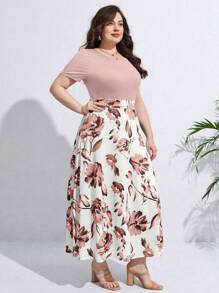 SHEIN Frenchy Plus Floral Print Summer Boho Dress,Beach Dress Sundress,Holiday Outfits - Multicolor - View 5