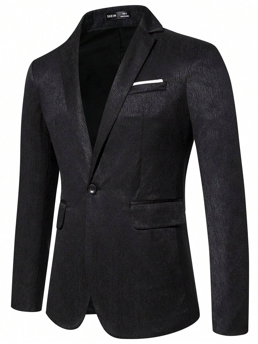 Manfinity Mode 男士單釦西裝外套 - 黑色 - 查看 1