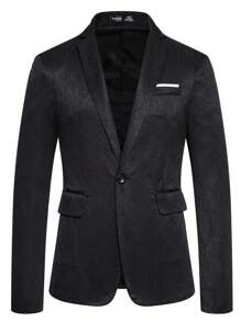 Manfinity Mode 男士單釦西裝外套 - 黑色 - 查看 3