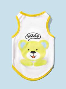 PETSIN 1入組卡通熊圖案寵物背心適用於狗狗和貓適合夏天 - 彩色 - 查看 2
