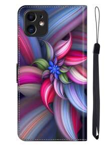 GLANDOTU 七彩花朵防震翻蓋皮夾式手機殼，附磁力夾槽對開式軟式 TPU 內襯軟墊手機殼，相容於三星 Galaxy iPhone、小米等手機型號 - 彩色 - 查看 2