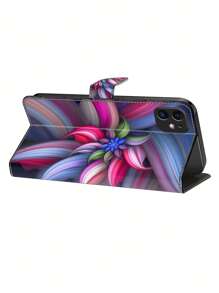 GLANDOTU 七彩花朵防震翻蓋皮夾式手機殼，附磁力夾槽對開式軟式 TPU 內襯軟墊手機殼，相容於三星 Galaxy iPhone、小米等手機型號 - 彩色 - 查看 4