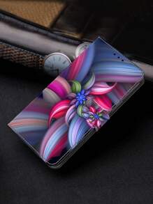 GLANDOTU 七彩花朵防震翻蓋皮夾式手機殼，附磁力夾槽對開式軟式 TPU 內襯軟墊手機殼，相容於三星 Galaxy iPhone、小米等手機型號 - 彩色 - 查看 5